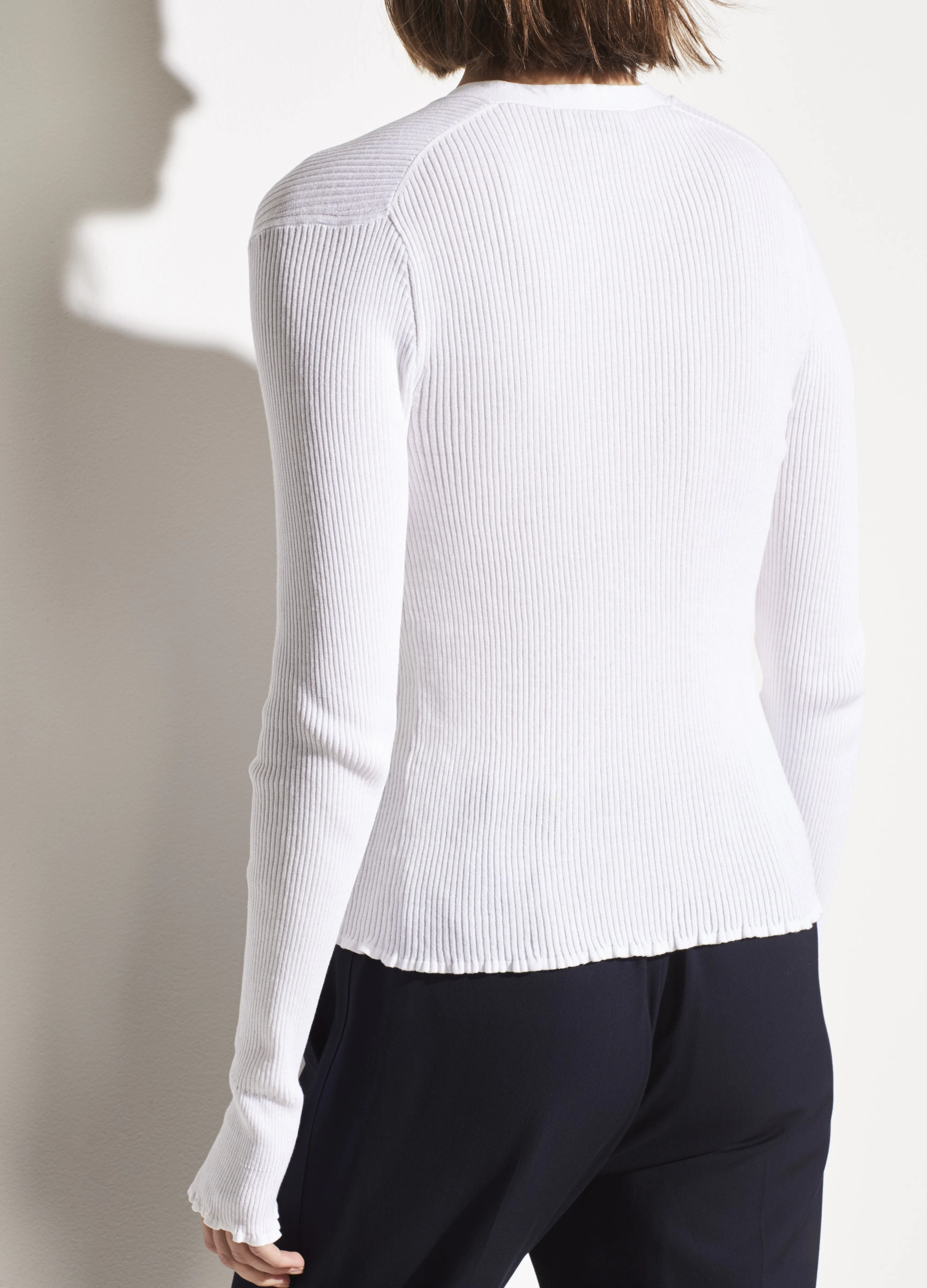 Ribbed Cardigan in White