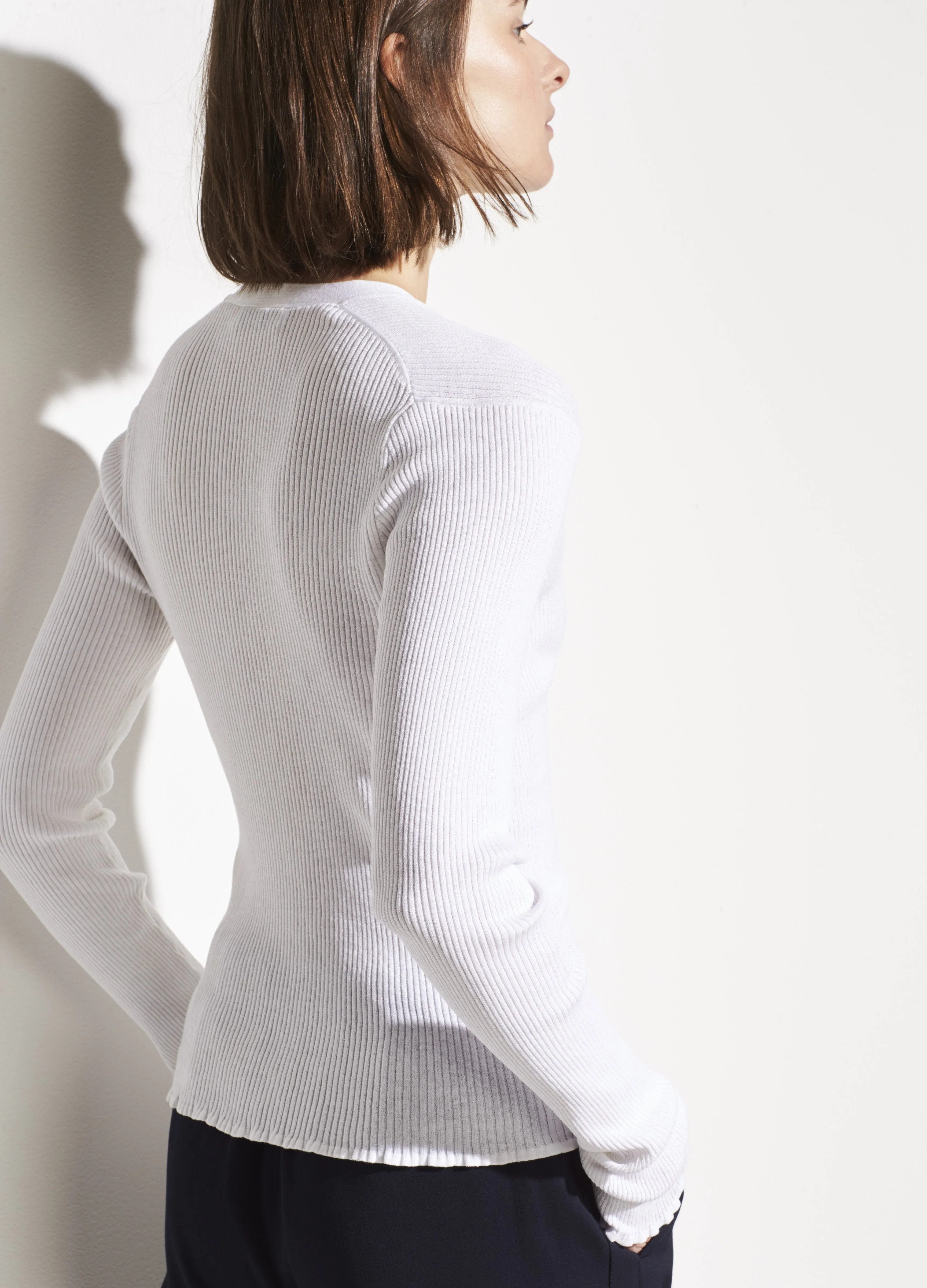 Ribbed Cardigan in White