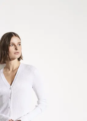 Ribbed Cardigan in White
