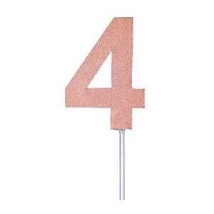 Rose Gold Diamond #4 Cake Topper