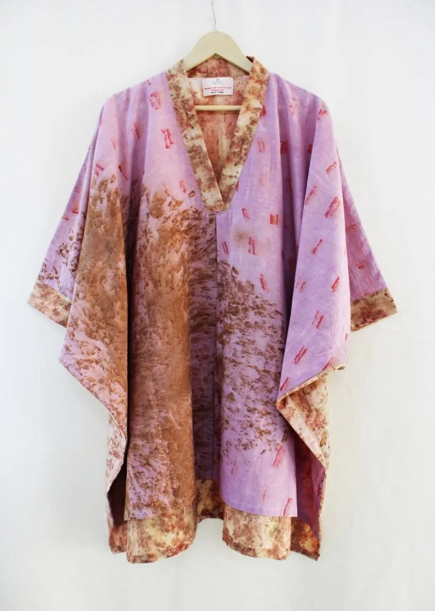 Sakura Handwoven Organic Cotton Kimono Tunic- Pink, Yellow