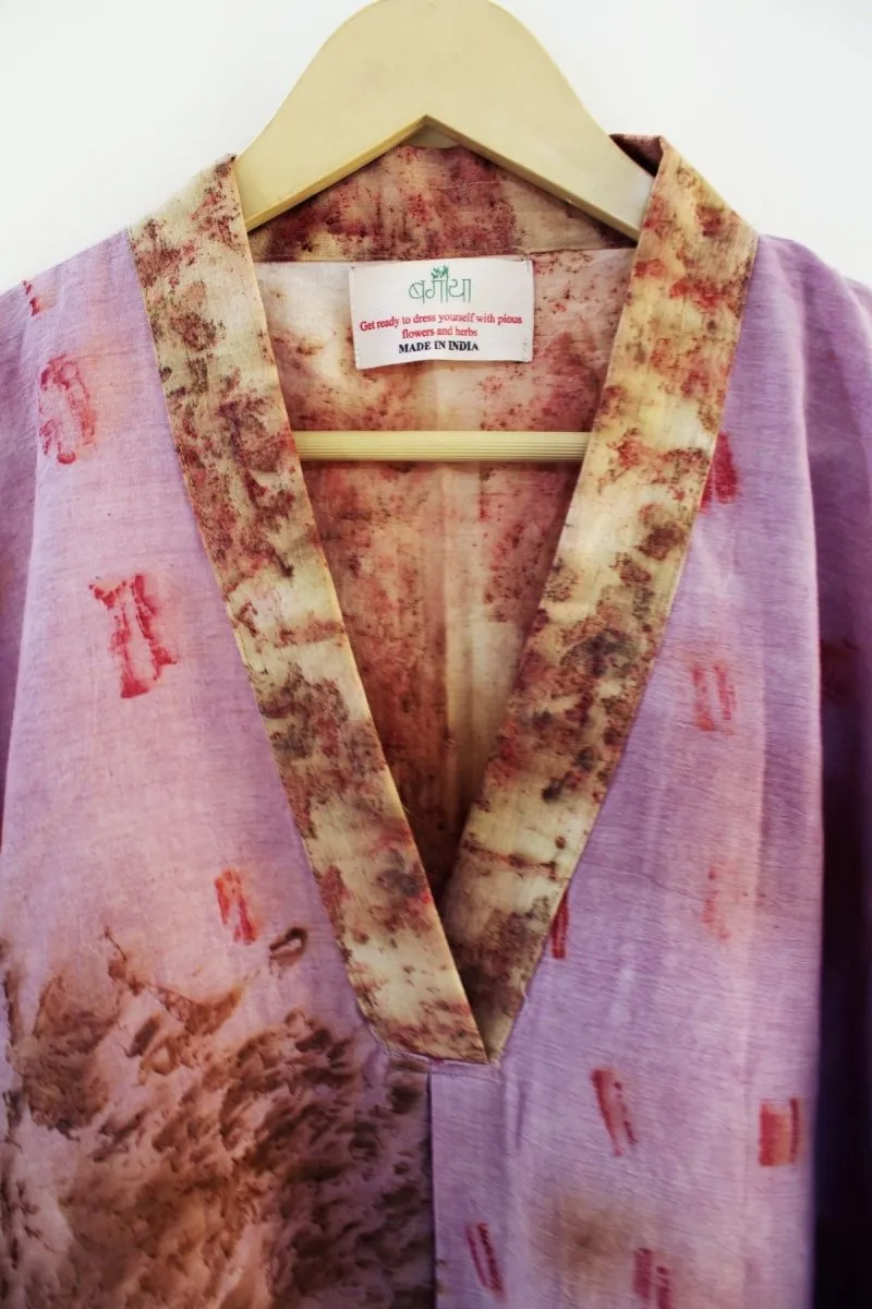 Sakura Handwoven Organic Cotton Kimono Tunic- Pink, Yellow