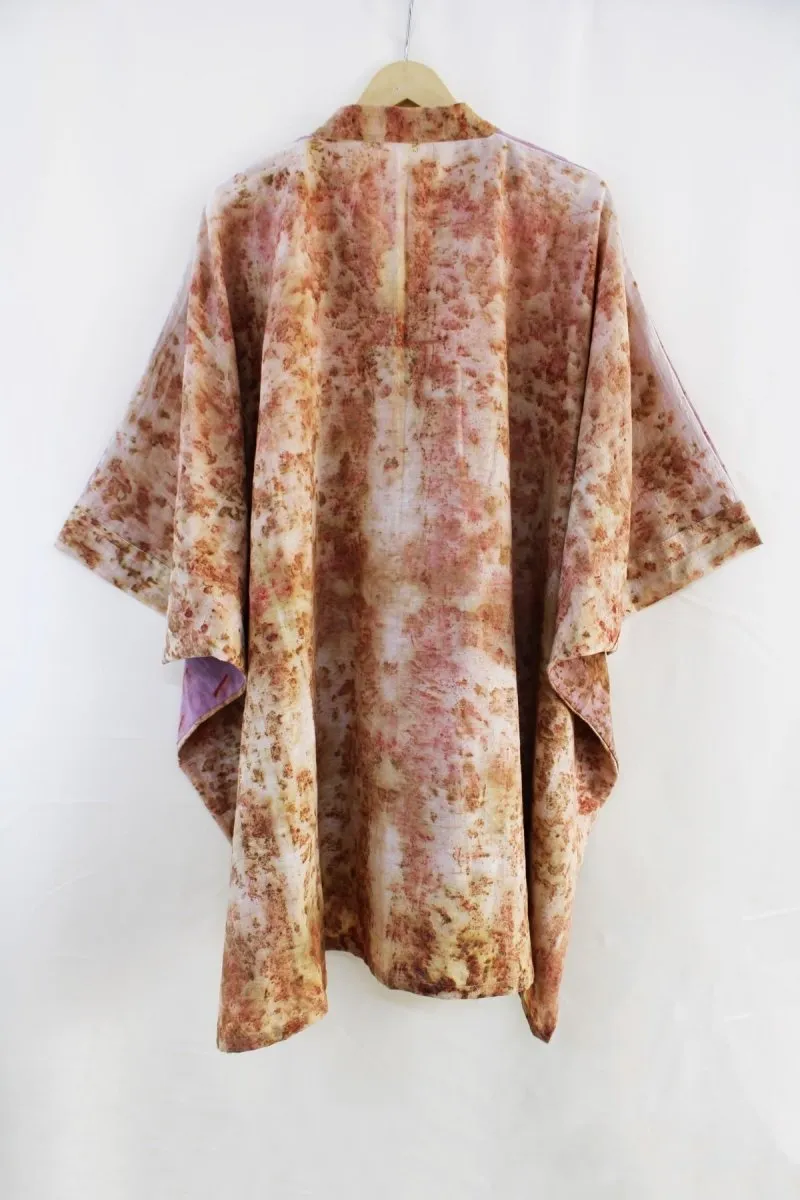 Sakura Handwoven Organic Cotton Kimono Tunic- Pink, Yellow