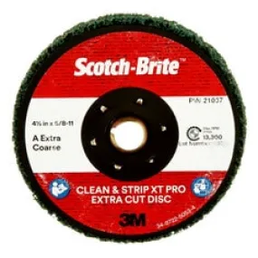 Scotch-Brite™ Clean and Strip XT Pro Extra Cut Disc, CX-DN, A/O Extra
Coarse, TN, Green, 4-1/2 in x 5/8"-11, 10 ea/Case