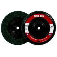 Scotch-Brite™ Clean and Strip XT Pro Extra Cut Disc, XC-DC, A/O Extra
Coarse, Green, 7 in x 5/8"-11, Type 27, 5 ea/Case
