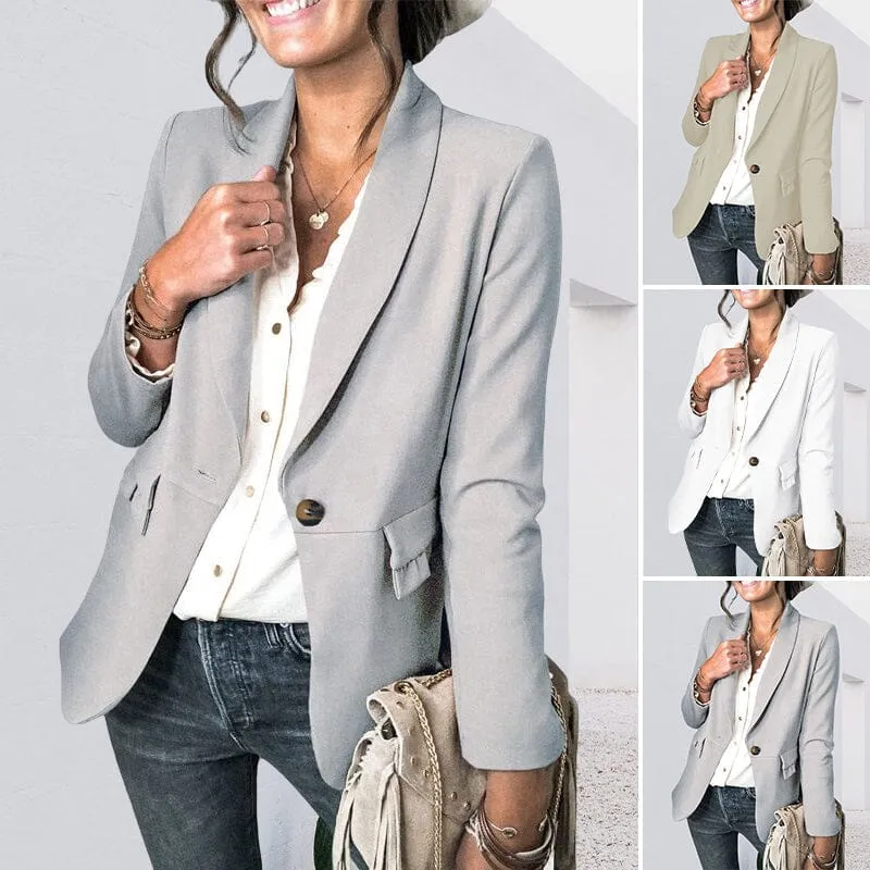 Solid Color Pocket Blazer