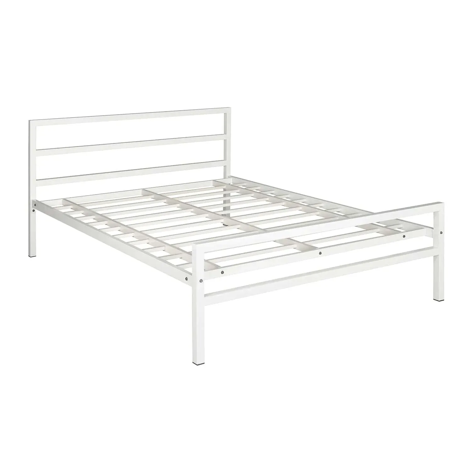 Striker Metal Bed (White)   Plus Mattress (King)