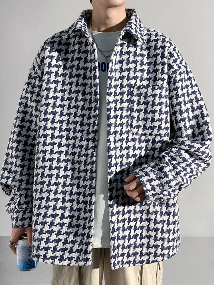 Stylish Casual Houndstooth Jacket