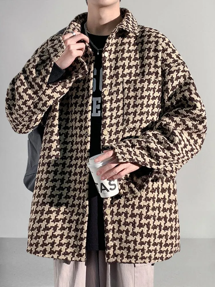 Stylish Casual Houndstooth Jacket