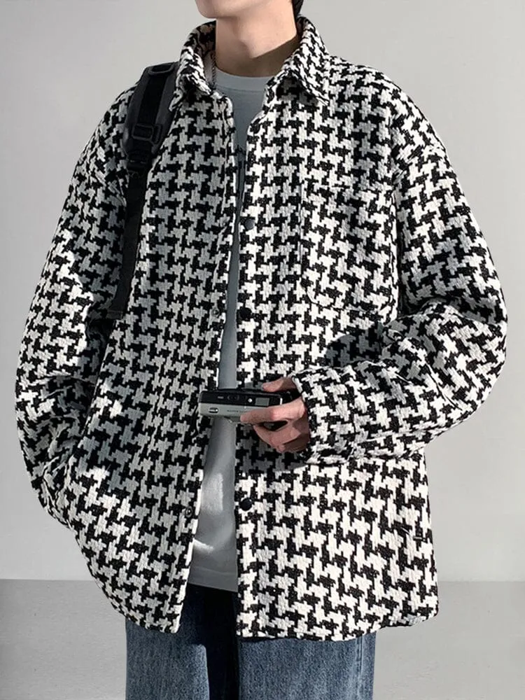 Stylish Casual Houndstooth Jacket