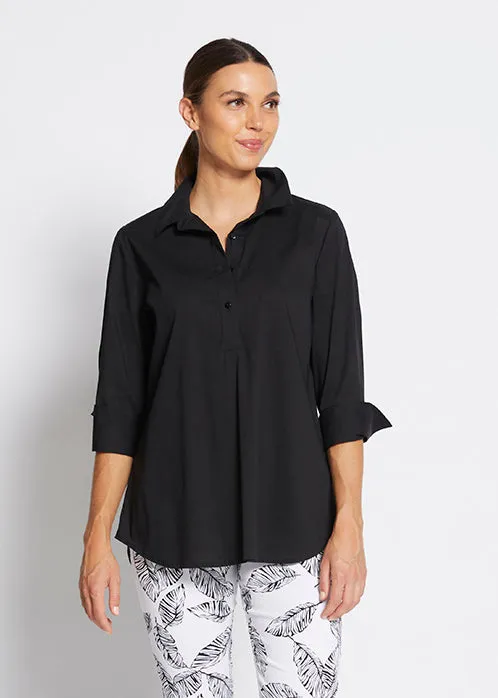 Texan City stretch cotton Shirt in Black