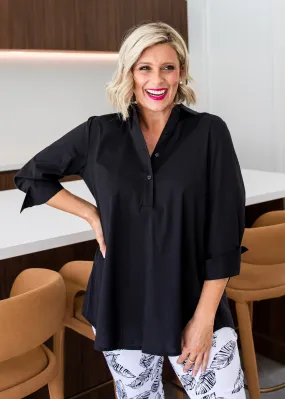 Texan City stretch cotton Shirt in Black
