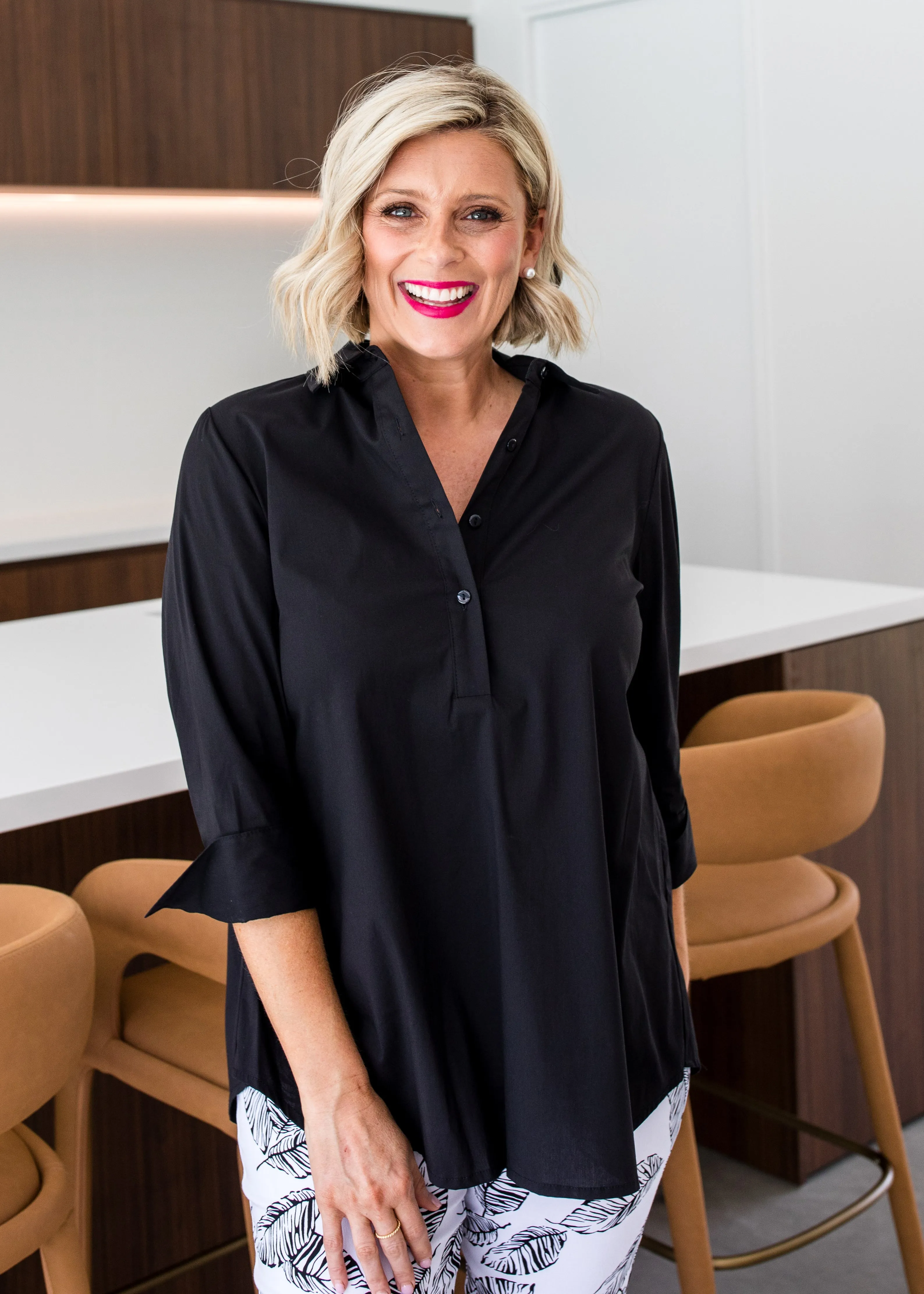 Texan City stretch cotton Shirt in Black