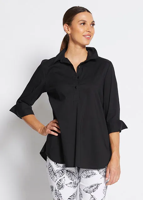 Texan City stretch cotton Shirt in Black