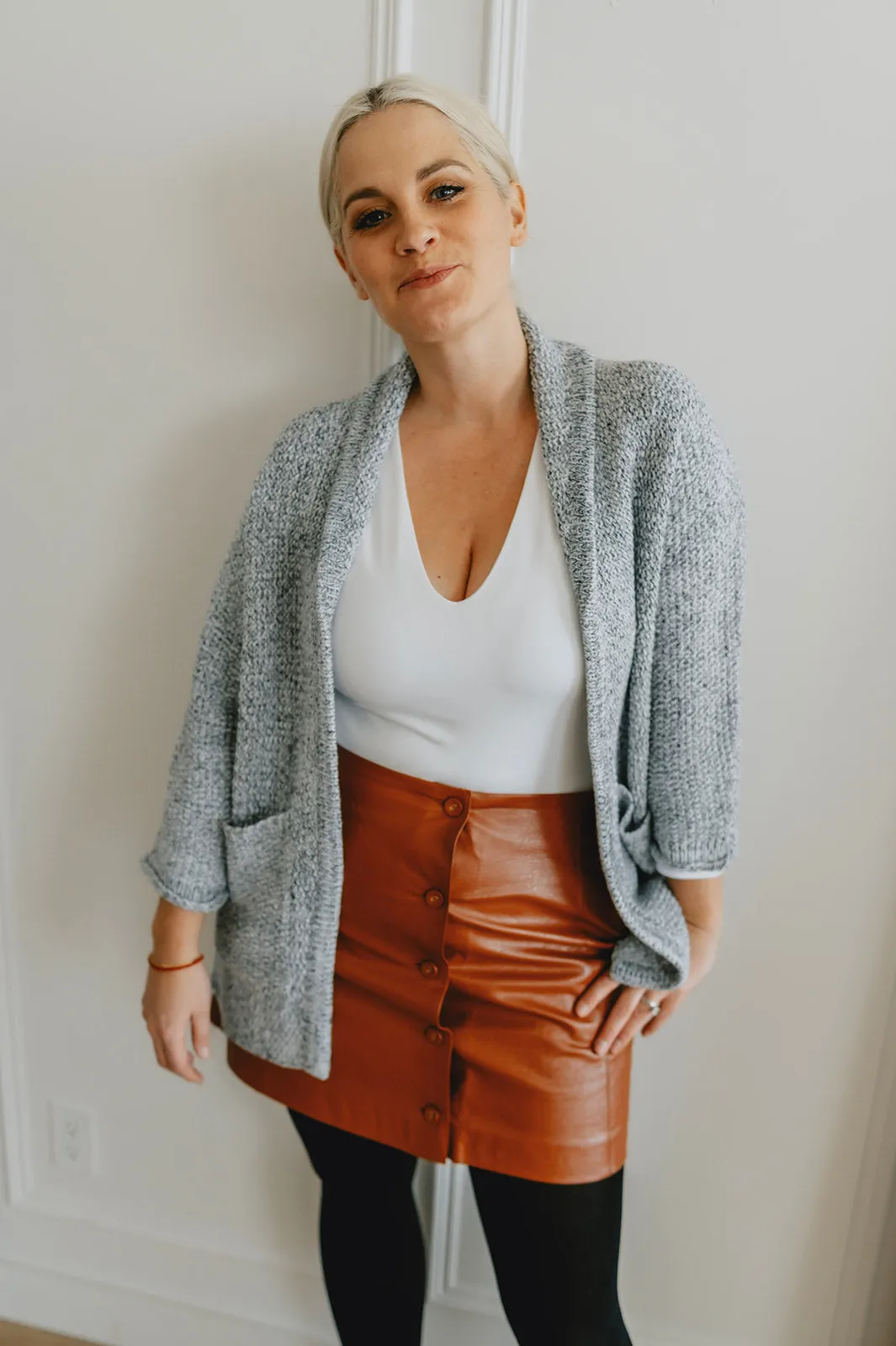 The Erinn Boyfriend Cardigan x DEW by Kaitlyn Bristowe - GUNMETAL
