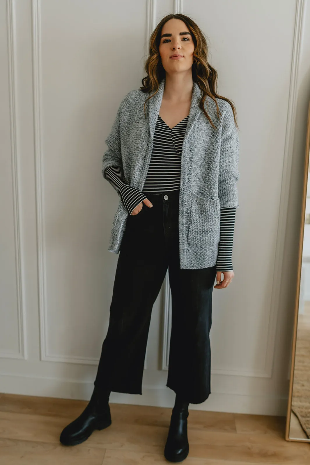 The Erinn Boyfriend Cardigan x DEW by Kaitlyn Bristowe - GUNMETAL