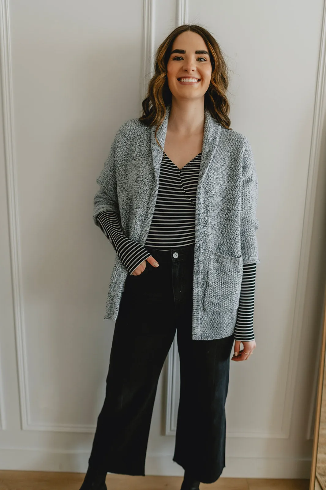 The Erinn Boyfriend Cardigan x DEW by Kaitlyn Bristowe - GUNMETAL
