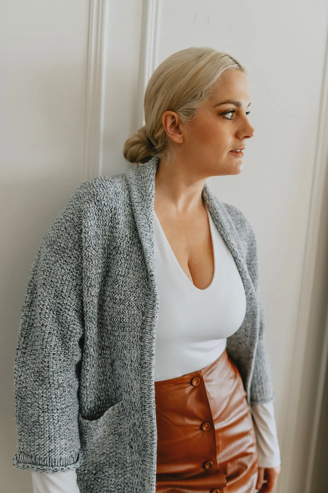 The Erinn Boyfriend Cardigan x DEW by Kaitlyn Bristowe - GUNMETAL
