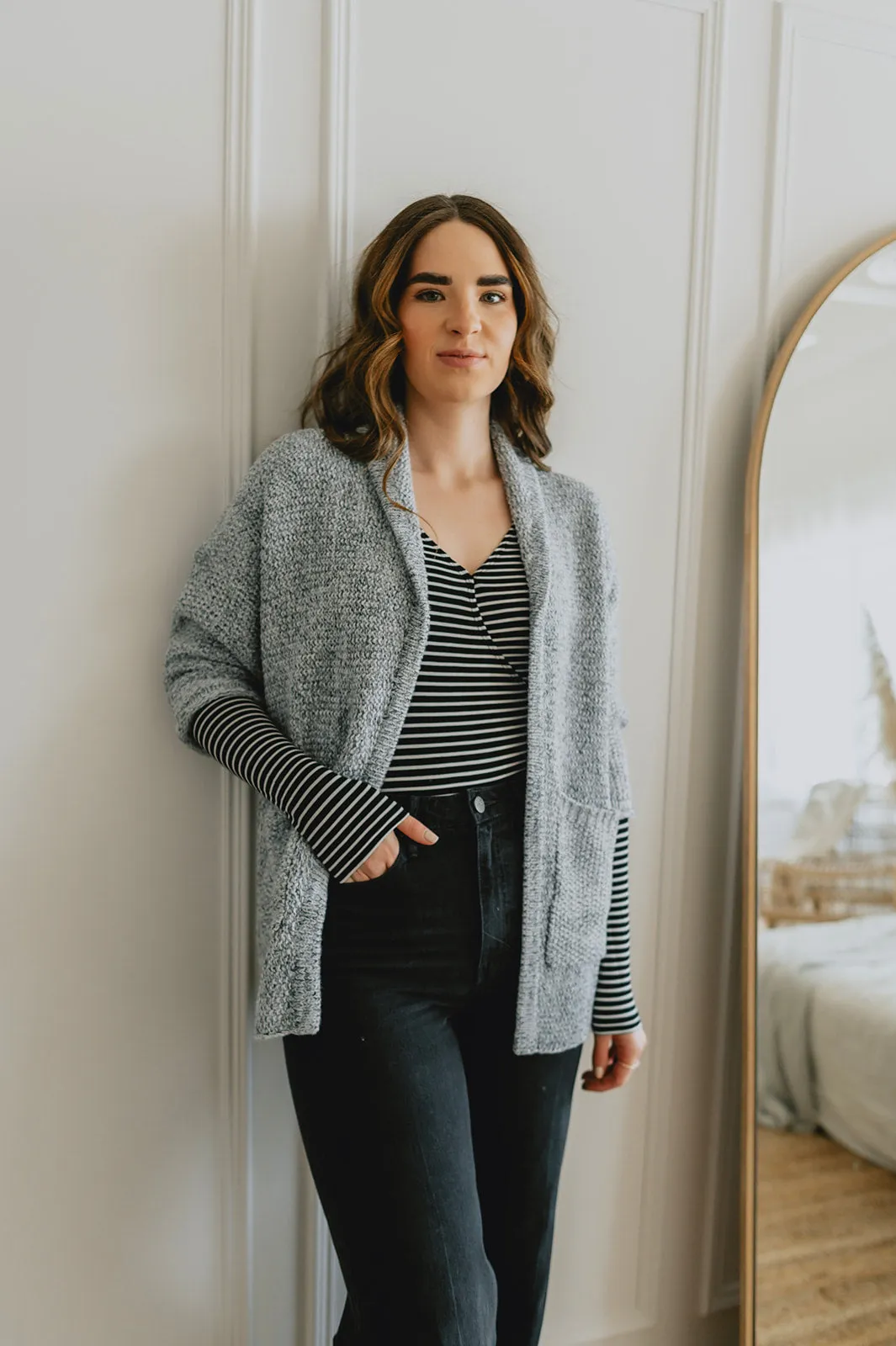 The Erinn Boyfriend Cardigan x DEW by Kaitlyn Bristowe - GUNMETAL