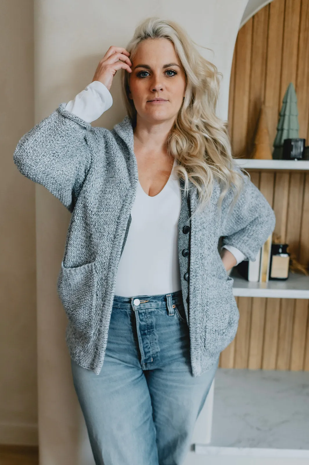 The Erinn Boyfriend Cardigan x DEW by Kaitlyn Bristowe - GUNMETAL