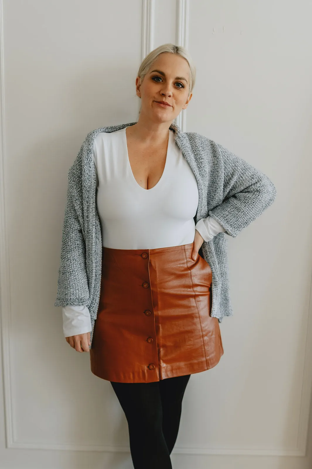 The Erinn Boyfriend Cardigan x DEW by Kaitlyn Bristowe - GUNMETAL