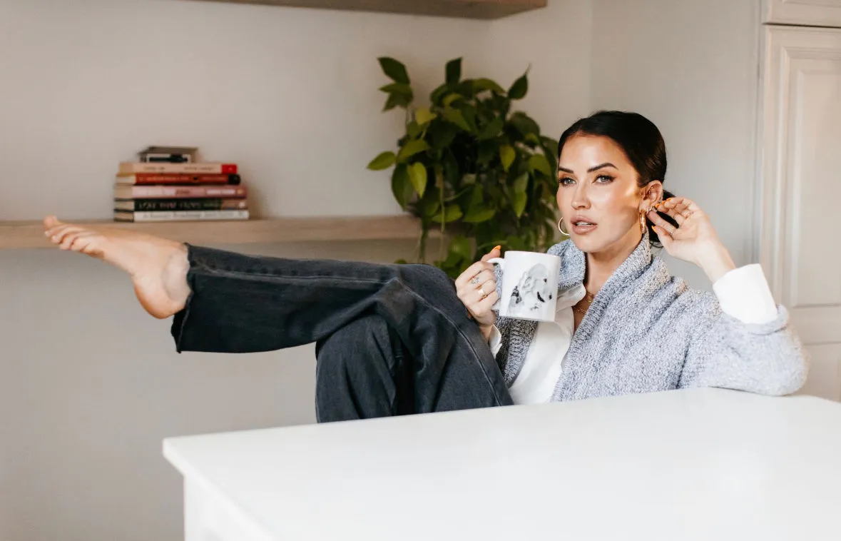 The Erinn Boyfriend Cardigan x DEW by Kaitlyn Bristowe - GUNMETAL