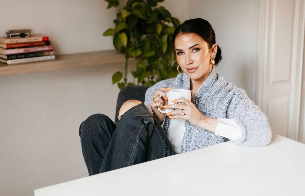 The Erinn Boyfriend Cardigan x DEW by Kaitlyn Bristowe - GUNMETAL