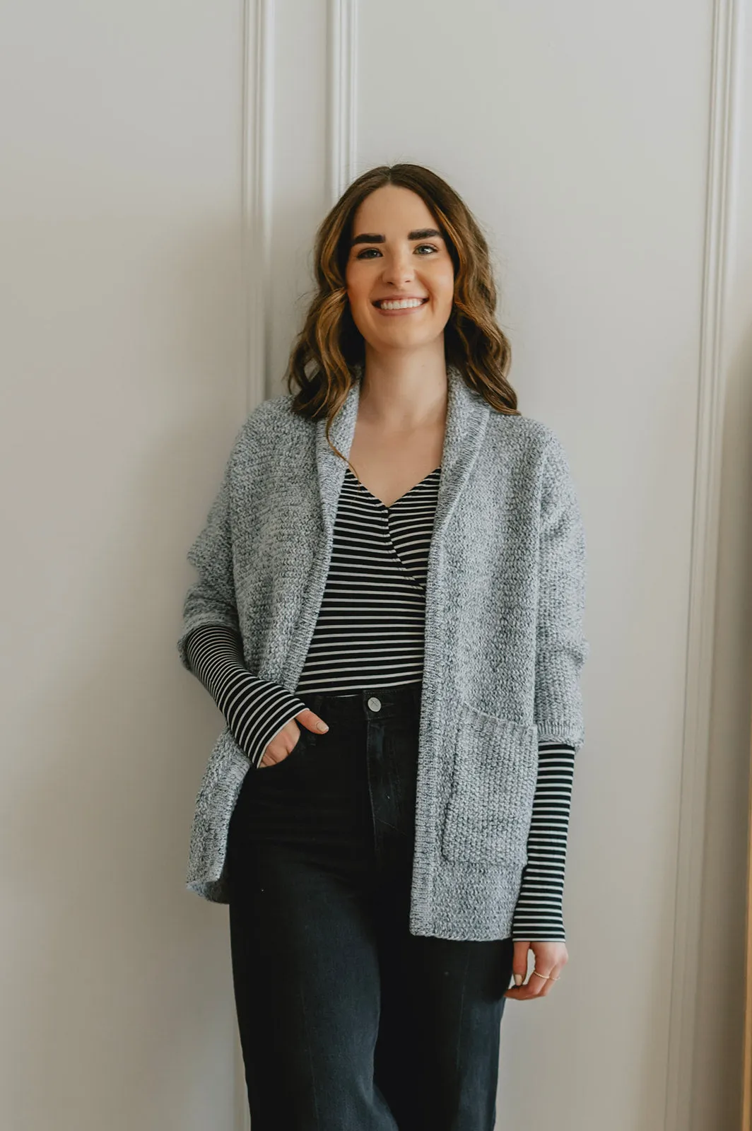 The Erinn Boyfriend Cardigan x DEW by Kaitlyn Bristowe - GUNMETAL