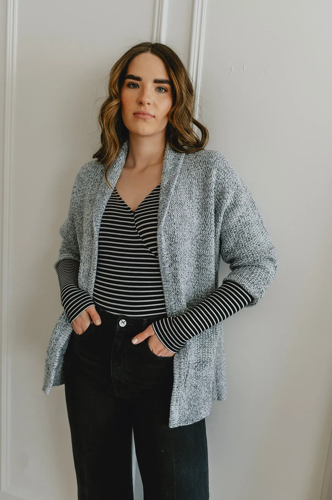 The Erinn Boyfriend Cardigan x DEW by Kaitlyn Bristowe - GUNMETAL