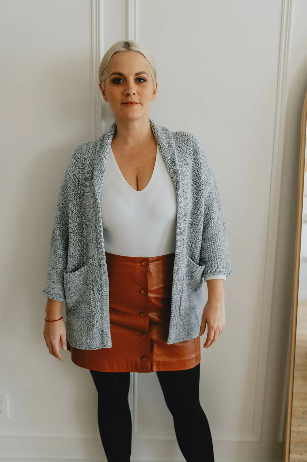 The Erinn Boyfriend Cardigan x DEW by Kaitlyn Bristowe - GUNMETAL