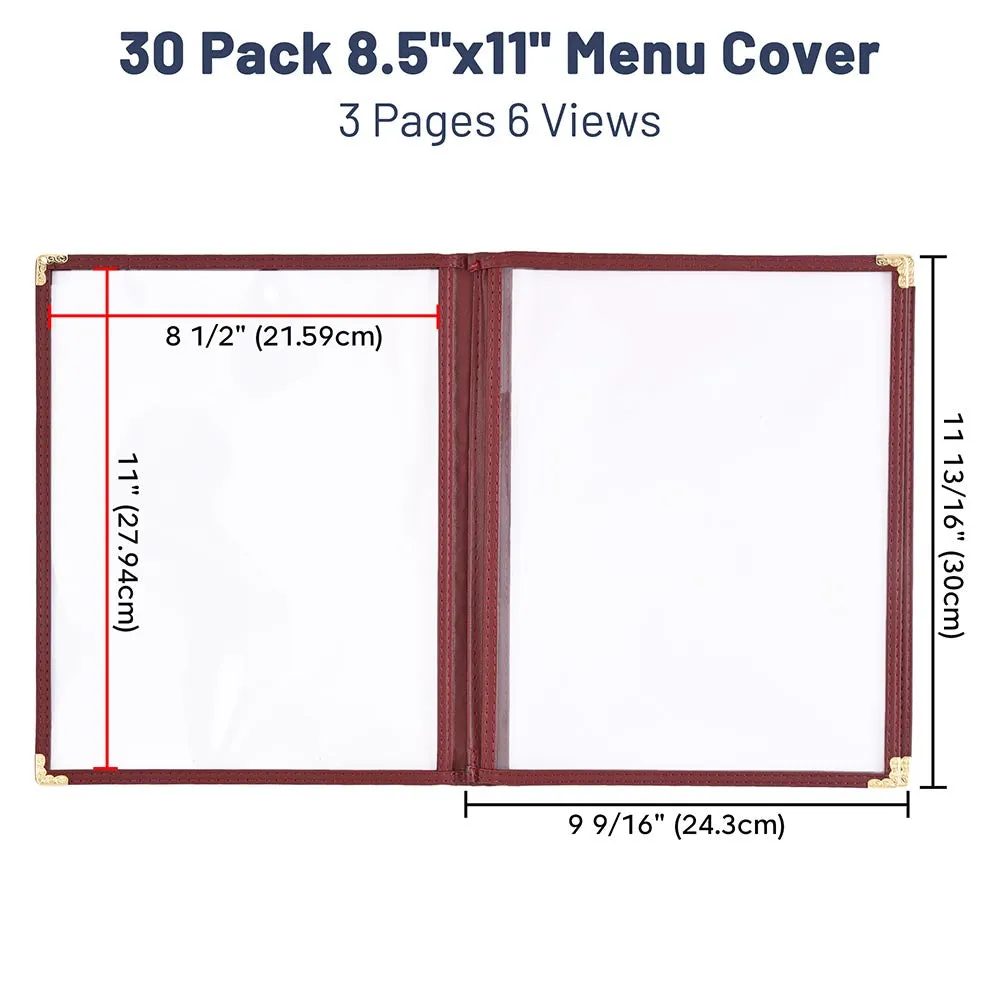 TheLAShop 8-1/2"x11" PVC Vinyl Cafe Menu Cover Folder 6 View 30ct/pk