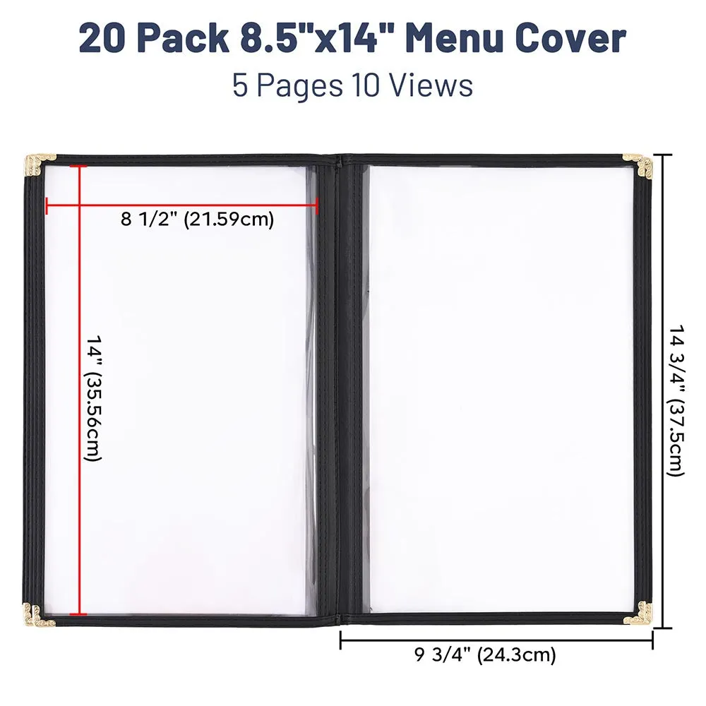 TheLAShop 8-1/2"x14" Clear Restaurant Menu Cover Folder 10 View 20ct/pk