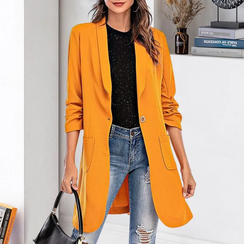 Three-quarter Sleeve Women's Mid-length Pocket Coat