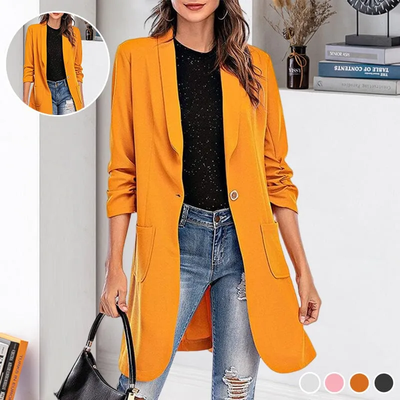 Three-quarter Sleeve Women's Mid-length Pocket Coat