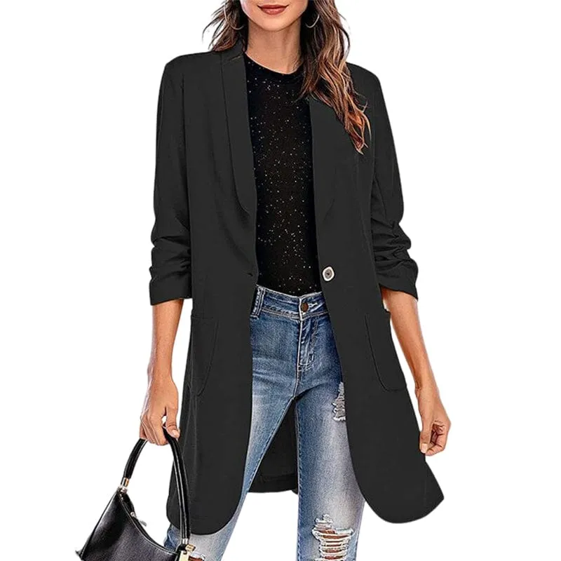 Three-quarter Sleeve Women's Mid-length Pocket Coat