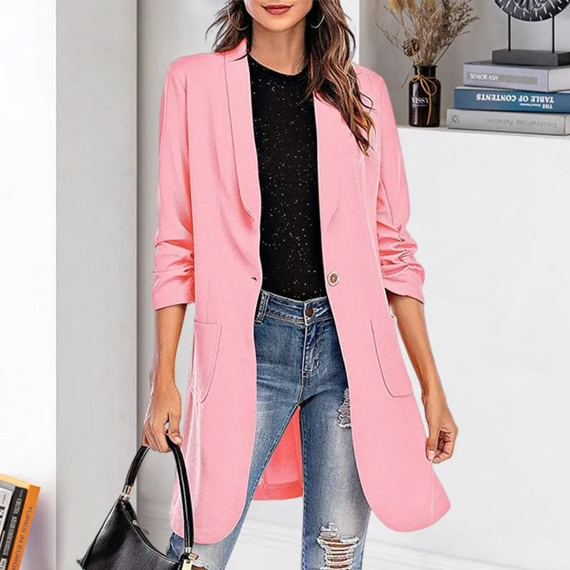Three-quarter Sleeve Women's Mid-length Pocket Coat
