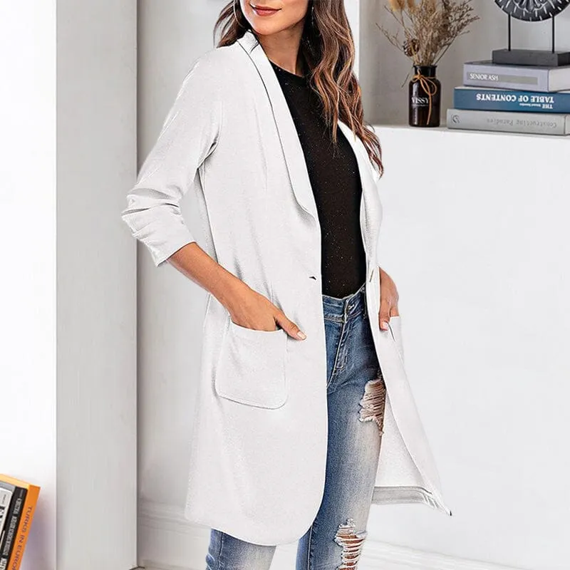 Three-quarter Sleeve Women's Mid-length Pocket Coat