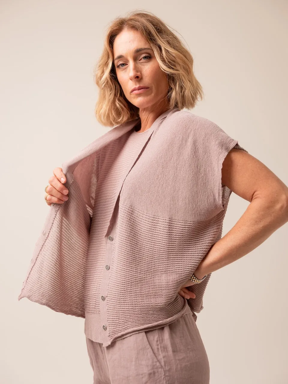 Transit Par Such Light Weight Cardigan in Mauve