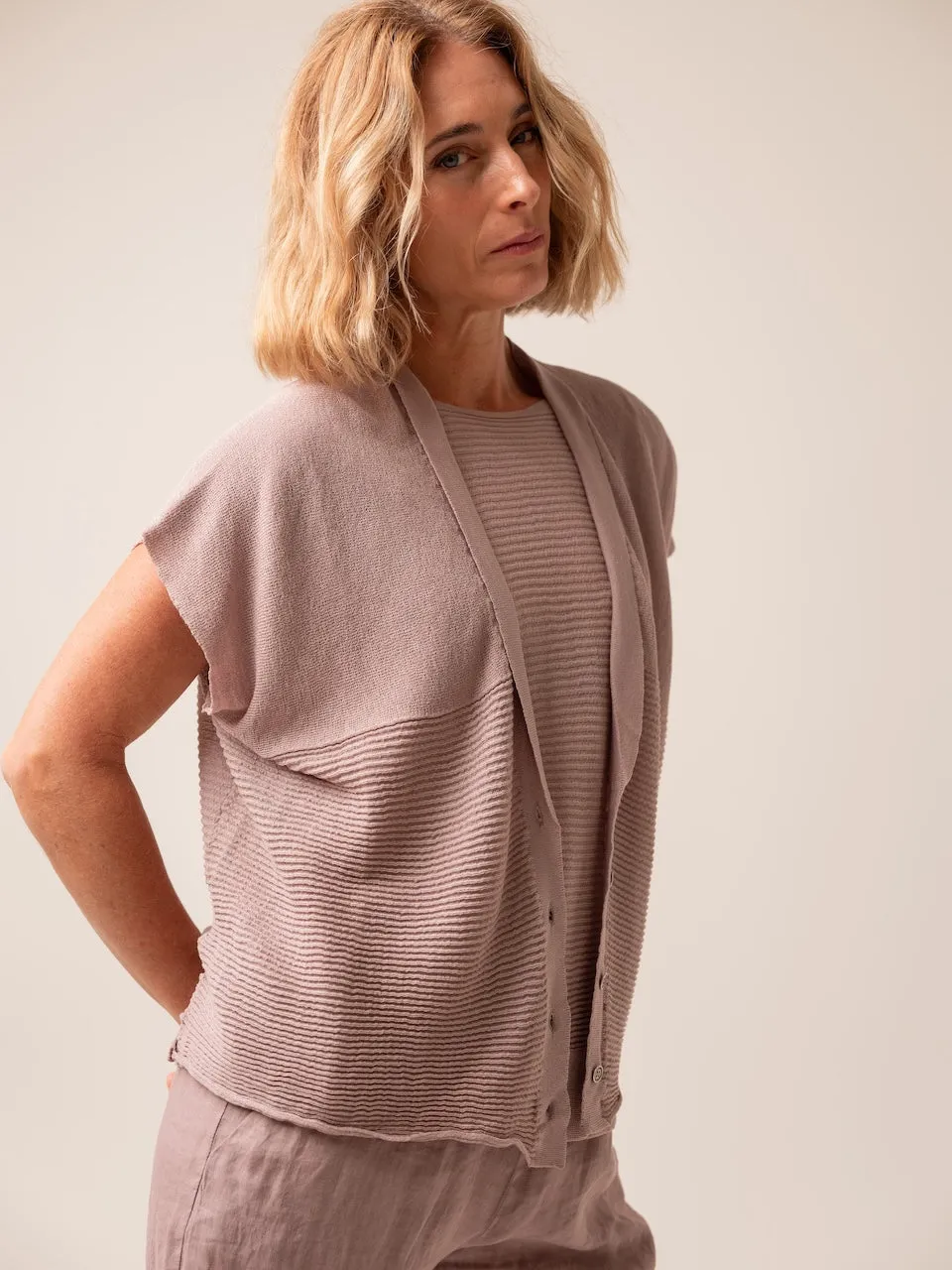 Transit Par Such Light Weight Cardigan in Mauve