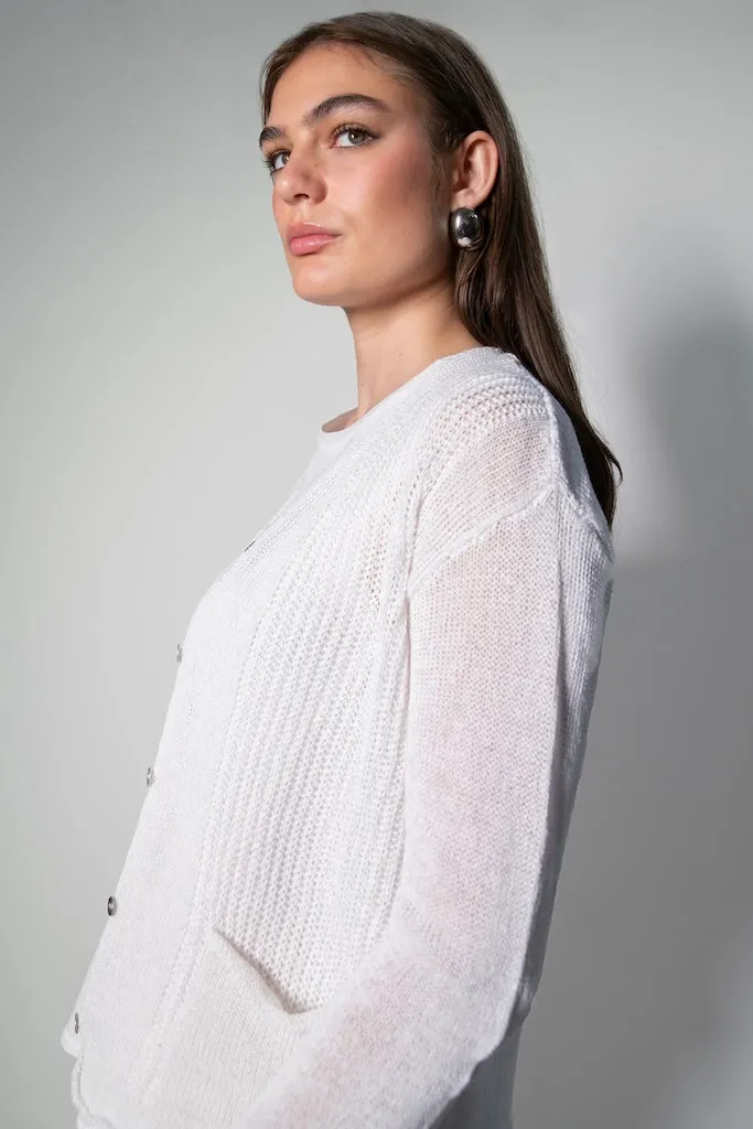 Transit Par Such Textured knit Cardigan in White
