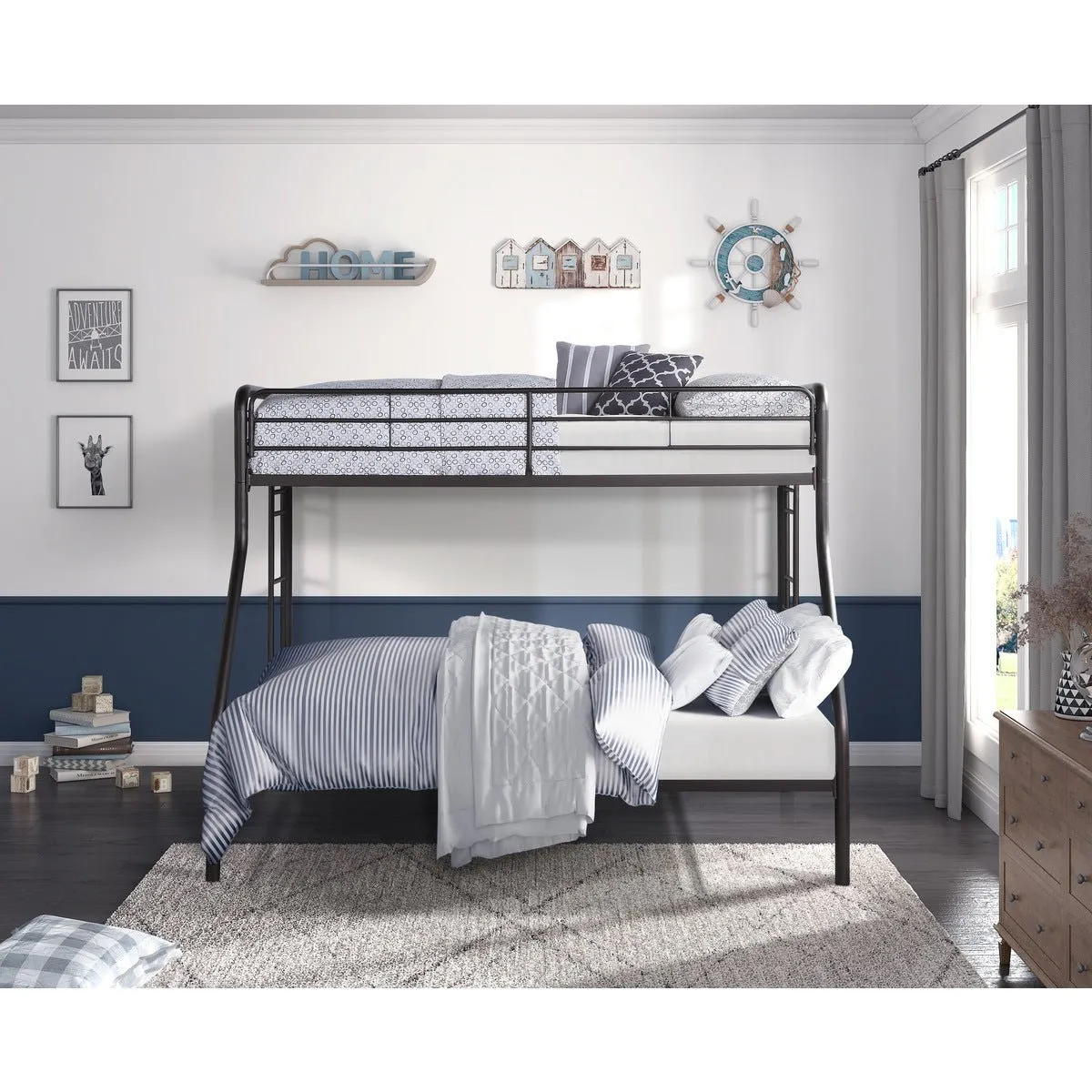 Twin/Full Bunk Bed Elegant Metal Bunkbed