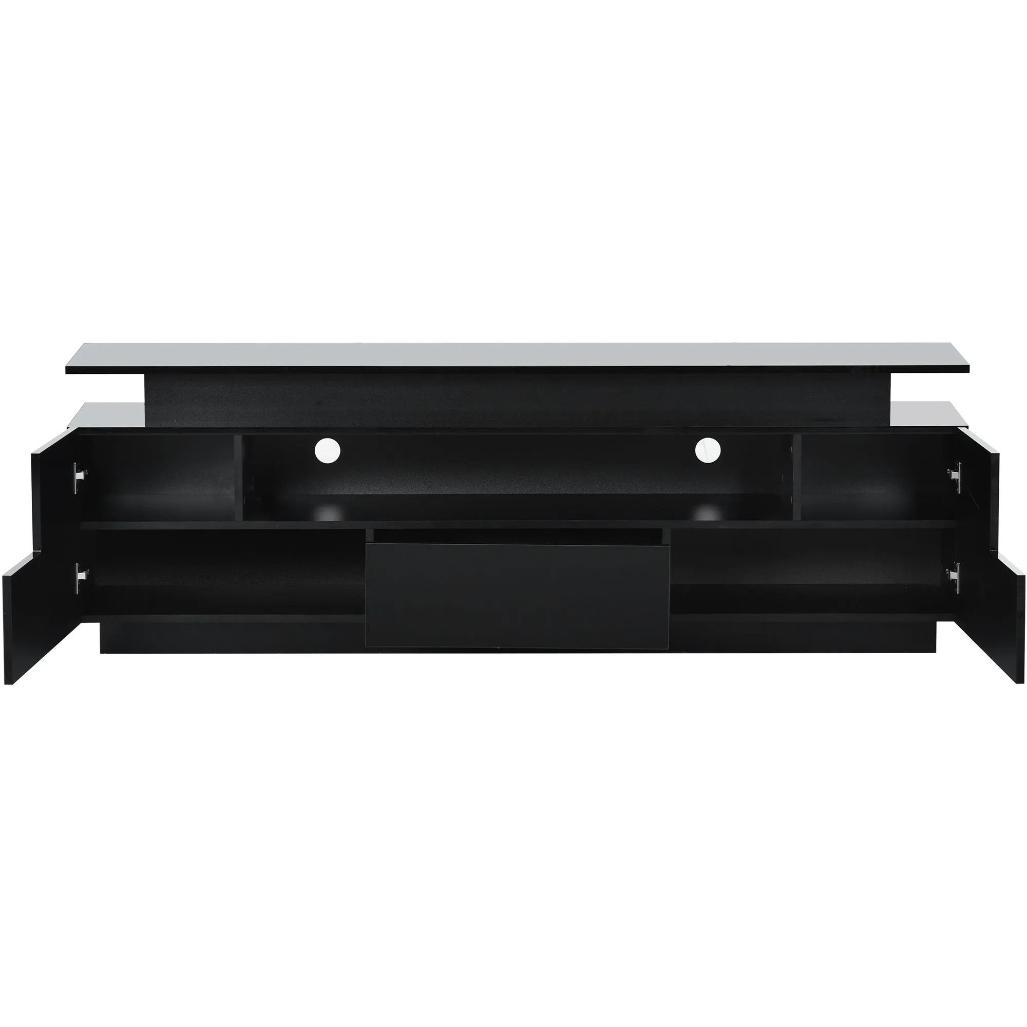 Universe High Gloss TV Stand with Color Changing LED Lights - Black