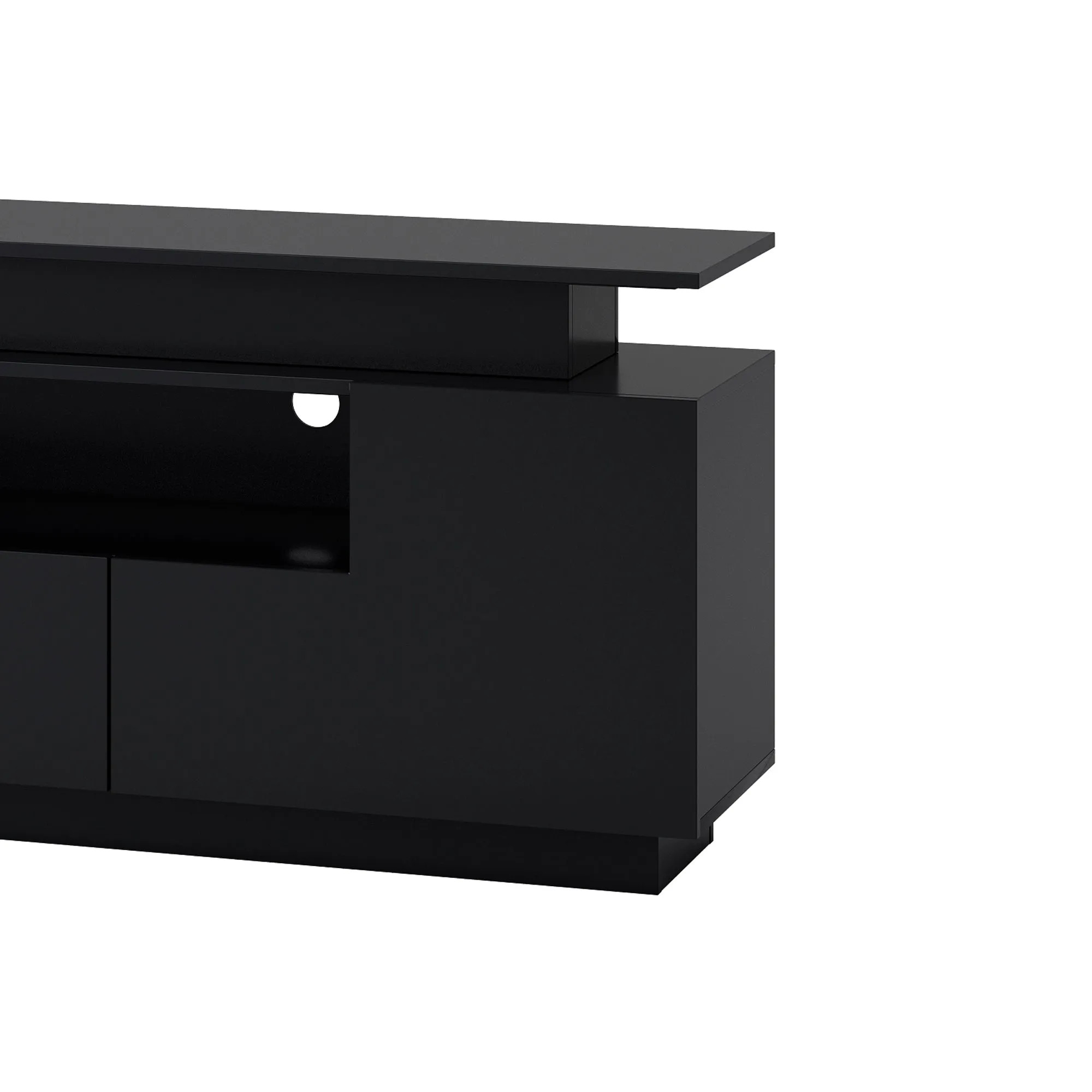 Universe High Gloss TV Stand with Color Changing LED Lights - Black