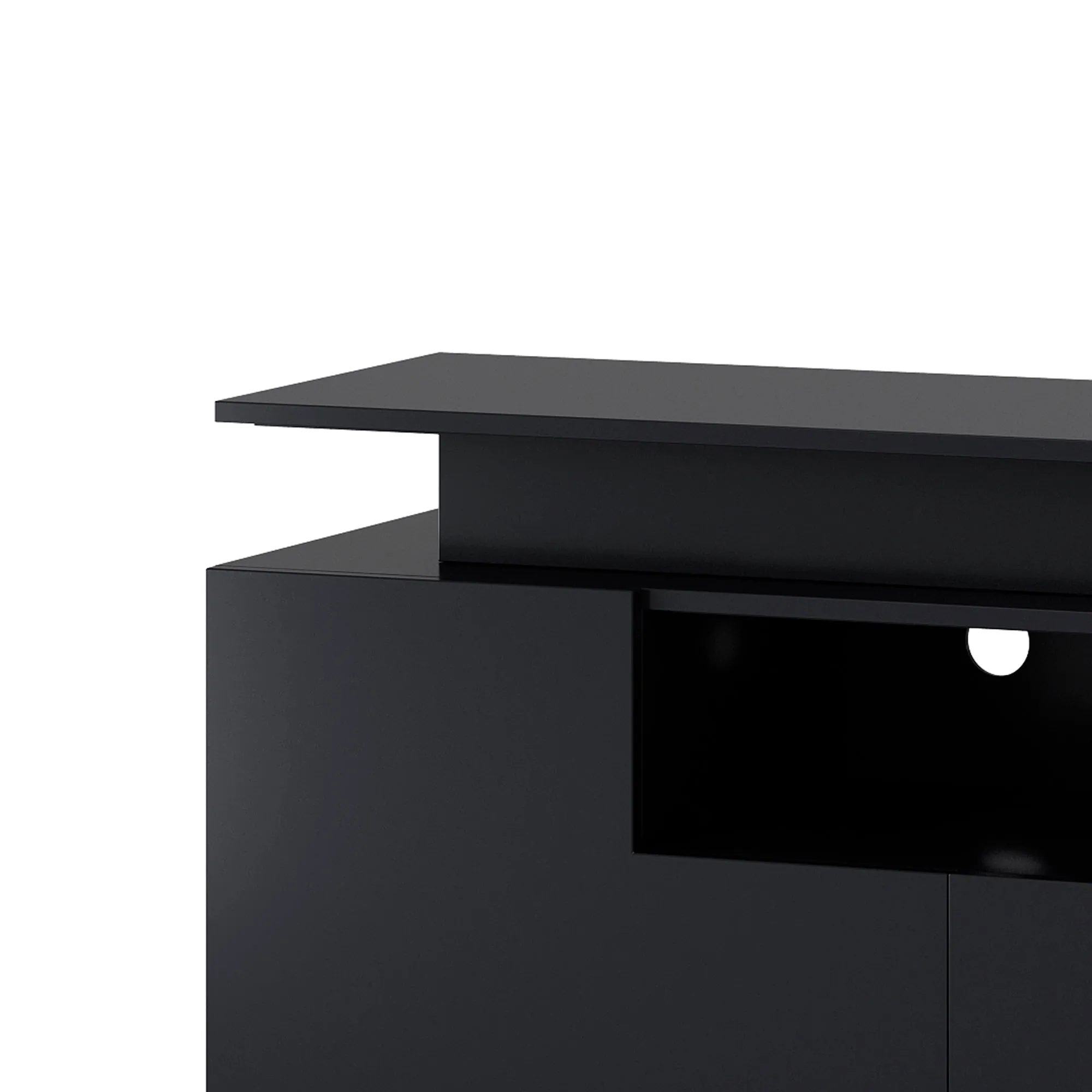 Universe High Gloss TV Stand with Color Changing LED Lights - Black