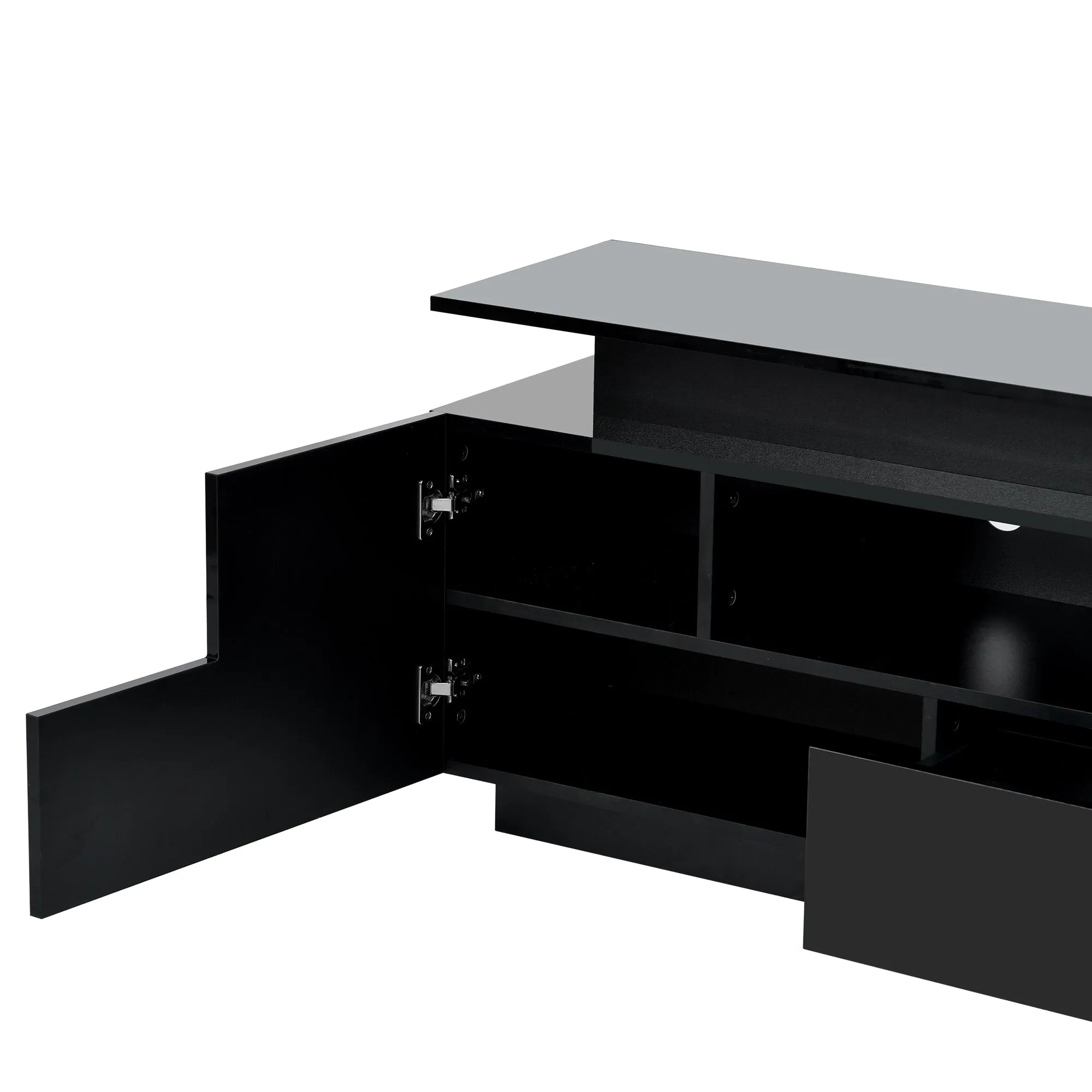 Universe High Gloss TV Stand with Color Changing LED Lights - Black