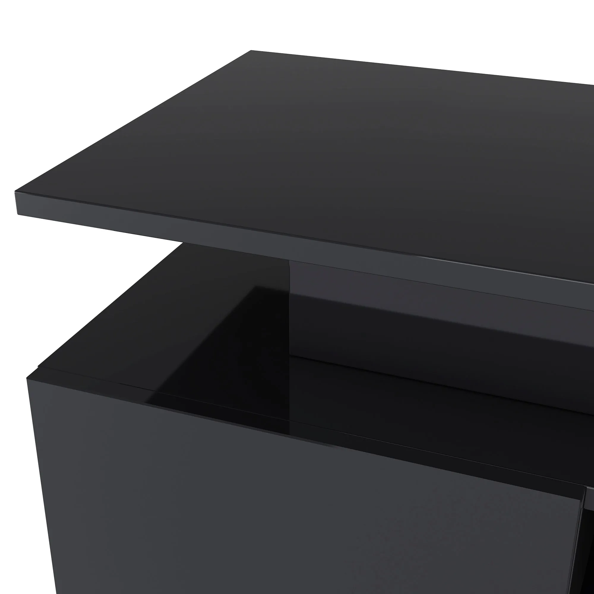 Universe High Gloss TV Stand with Color Changing LED Lights - Black