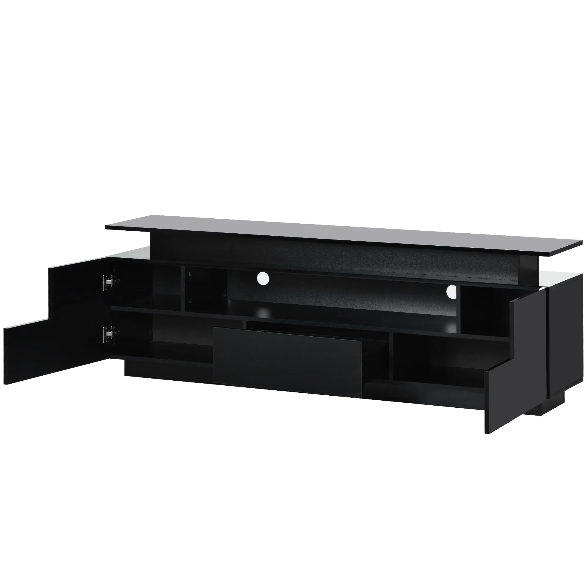 Universe High Gloss TV Stand with Color Changing LED Lights - Black