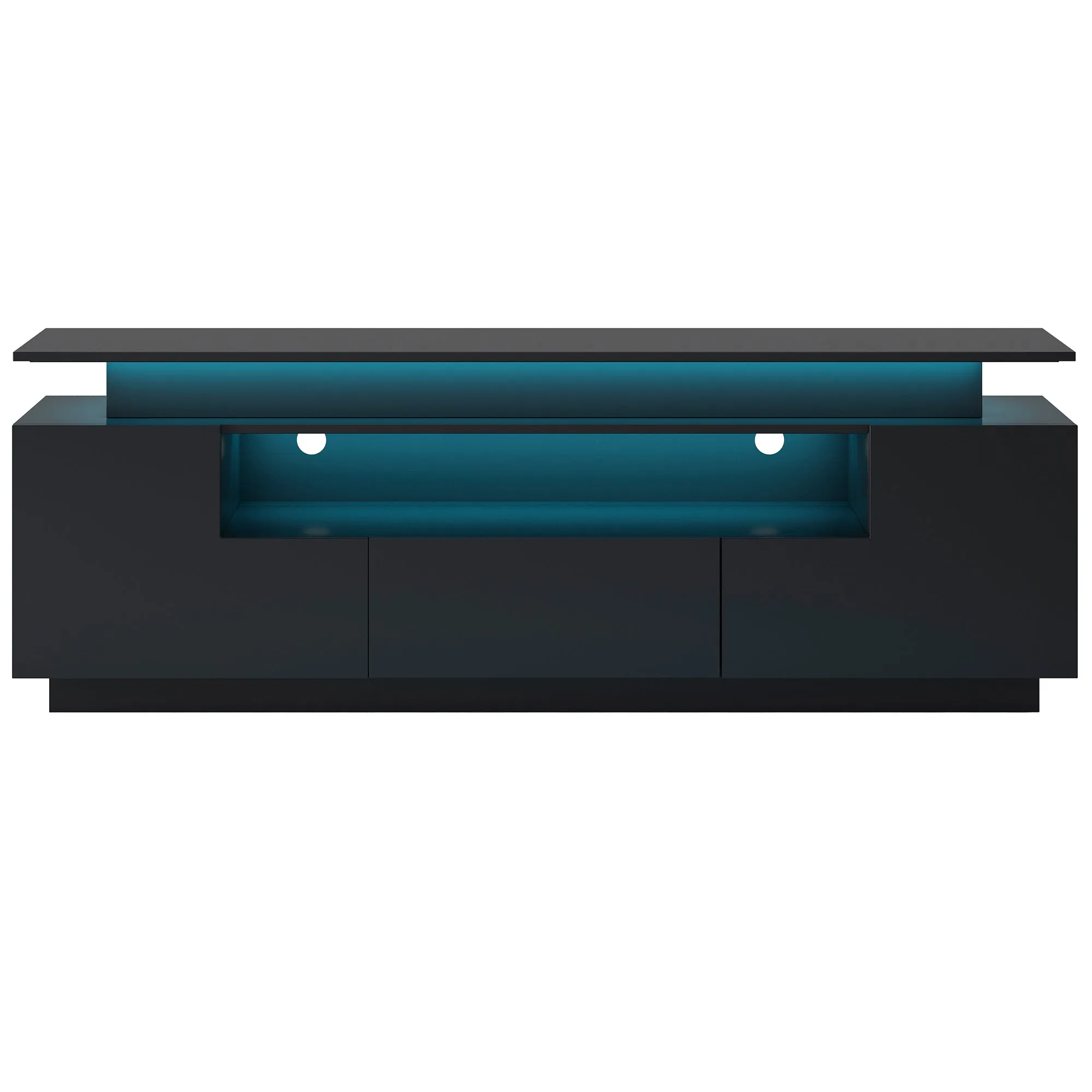 Universe High Gloss TV Stand with Color Changing LED Lights - Black