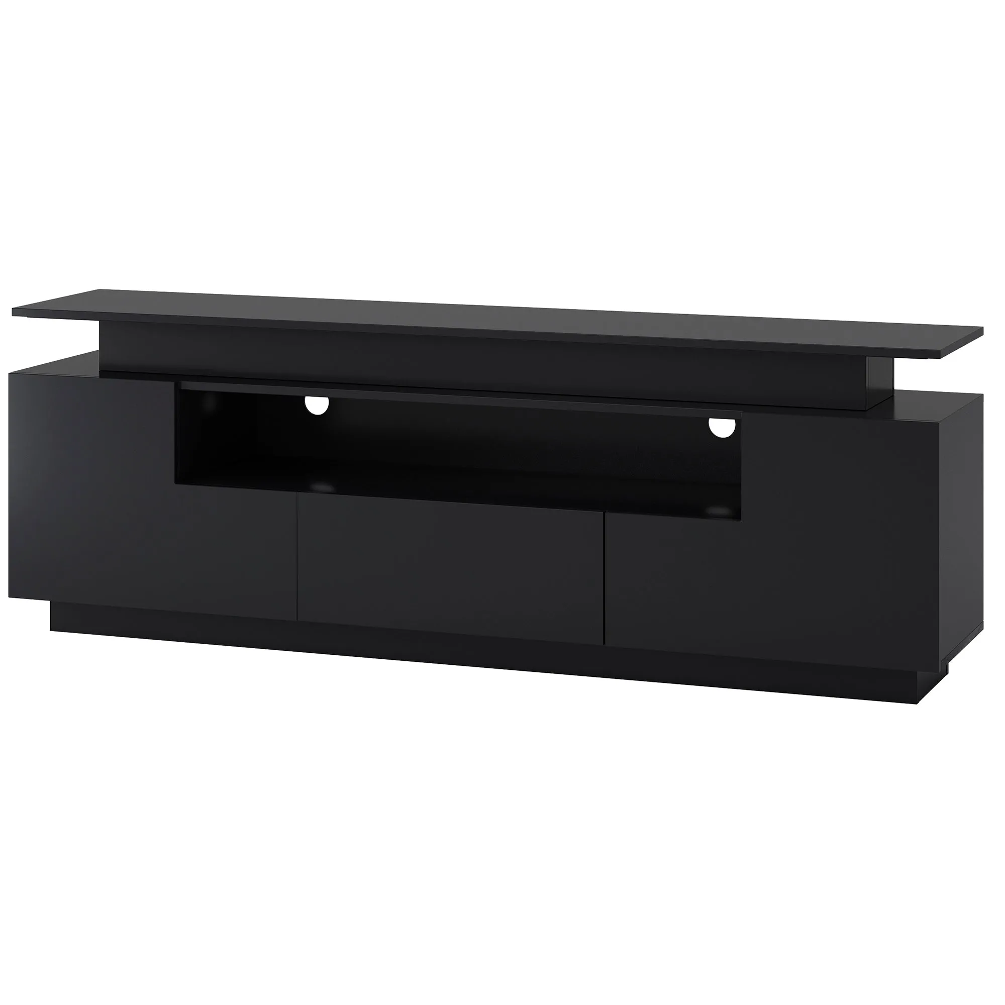 Universe High Gloss TV Stand with Color Changing LED Lights - Black