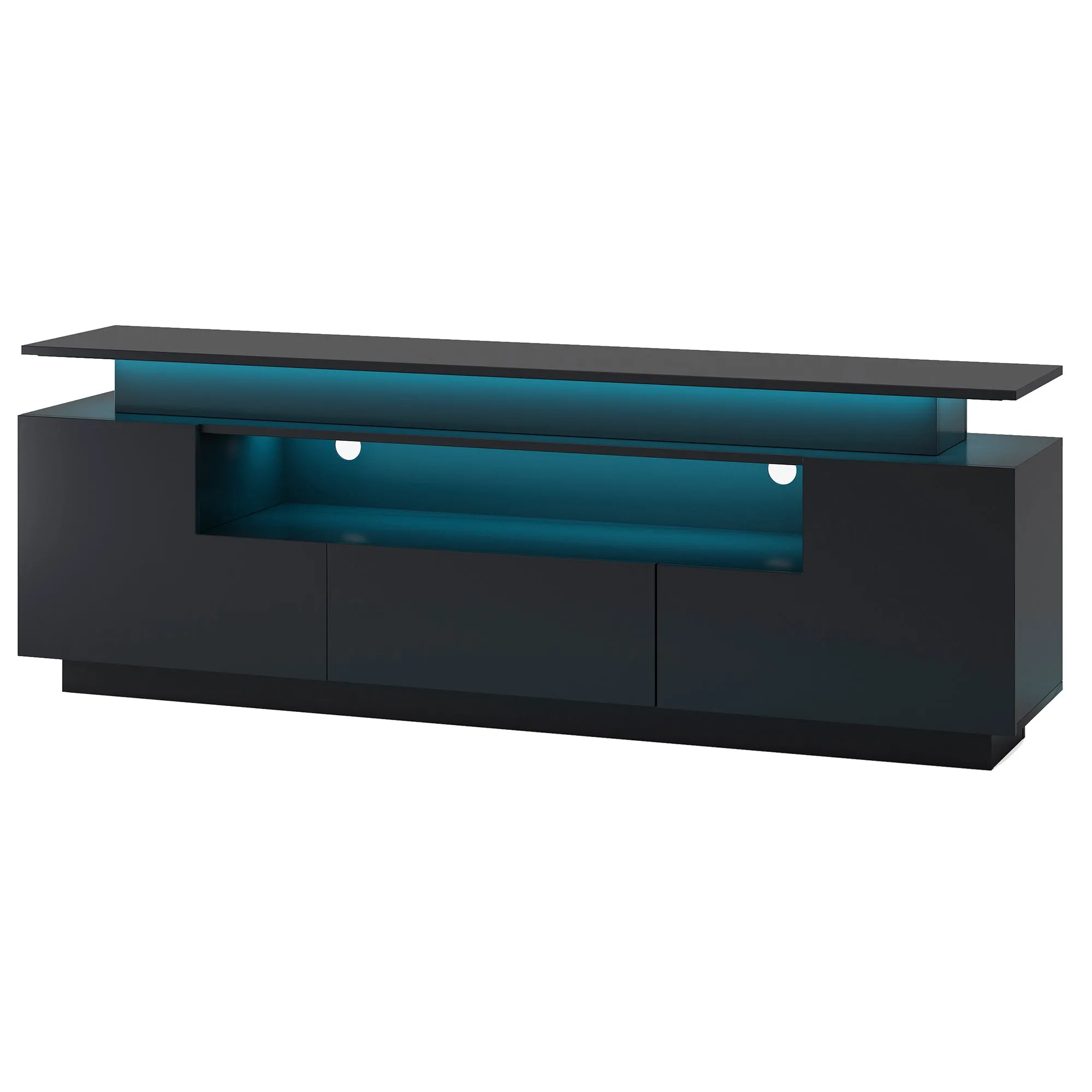 Universe High Gloss TV Stand with Color Changing LED Lights - Black